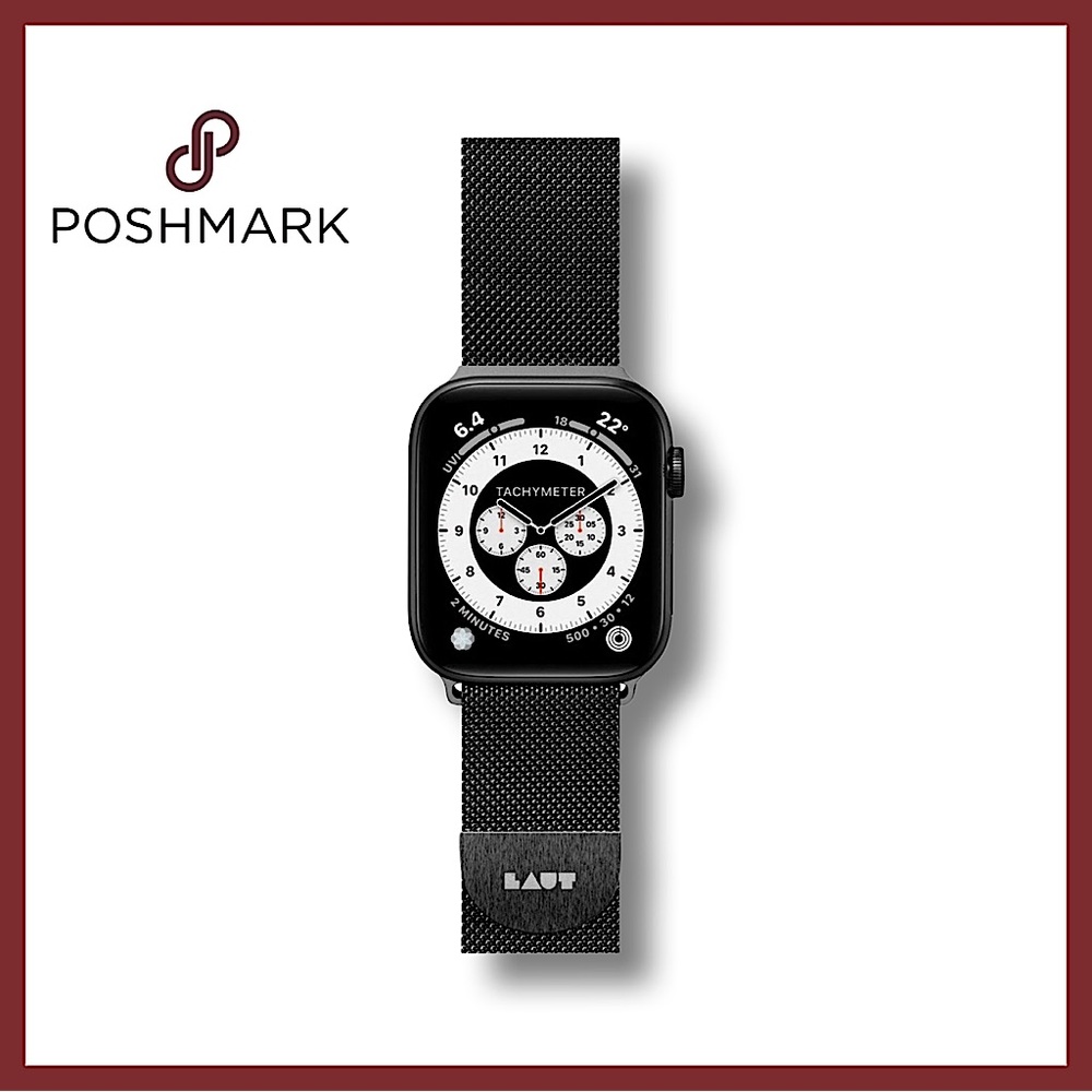 NWT ALEXANDER LAUT BLACK STAINLESS STEEL APPLE WATCH STRAP WITH MAGNETIC CLASP